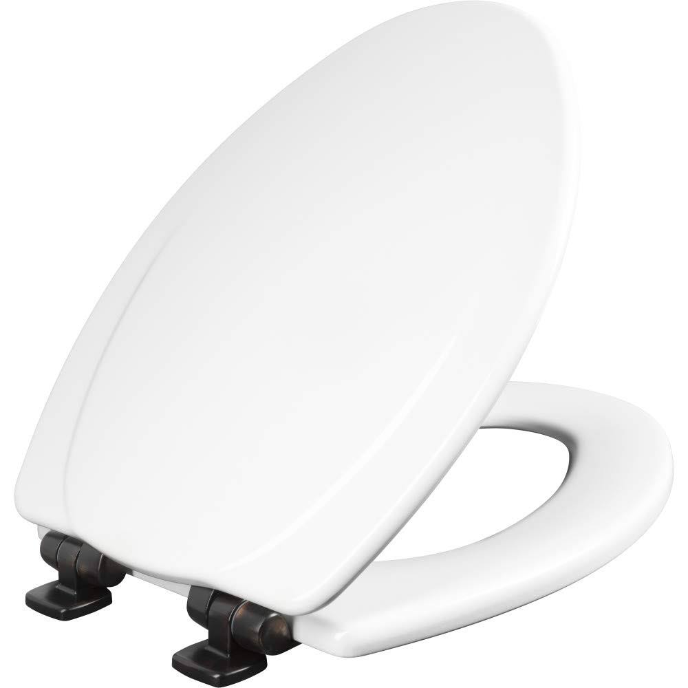 Mayfair 130orsl 000 Toilet Seat with Oil-Rubbed Bronze Hinges Will Slow Close and Never Come Loose, Elongated, Durable Enameled