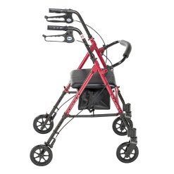 Alternative view of Drive Medical Adjustable Height Aluminum Frame Rollator with 6 Inch Casters, Red