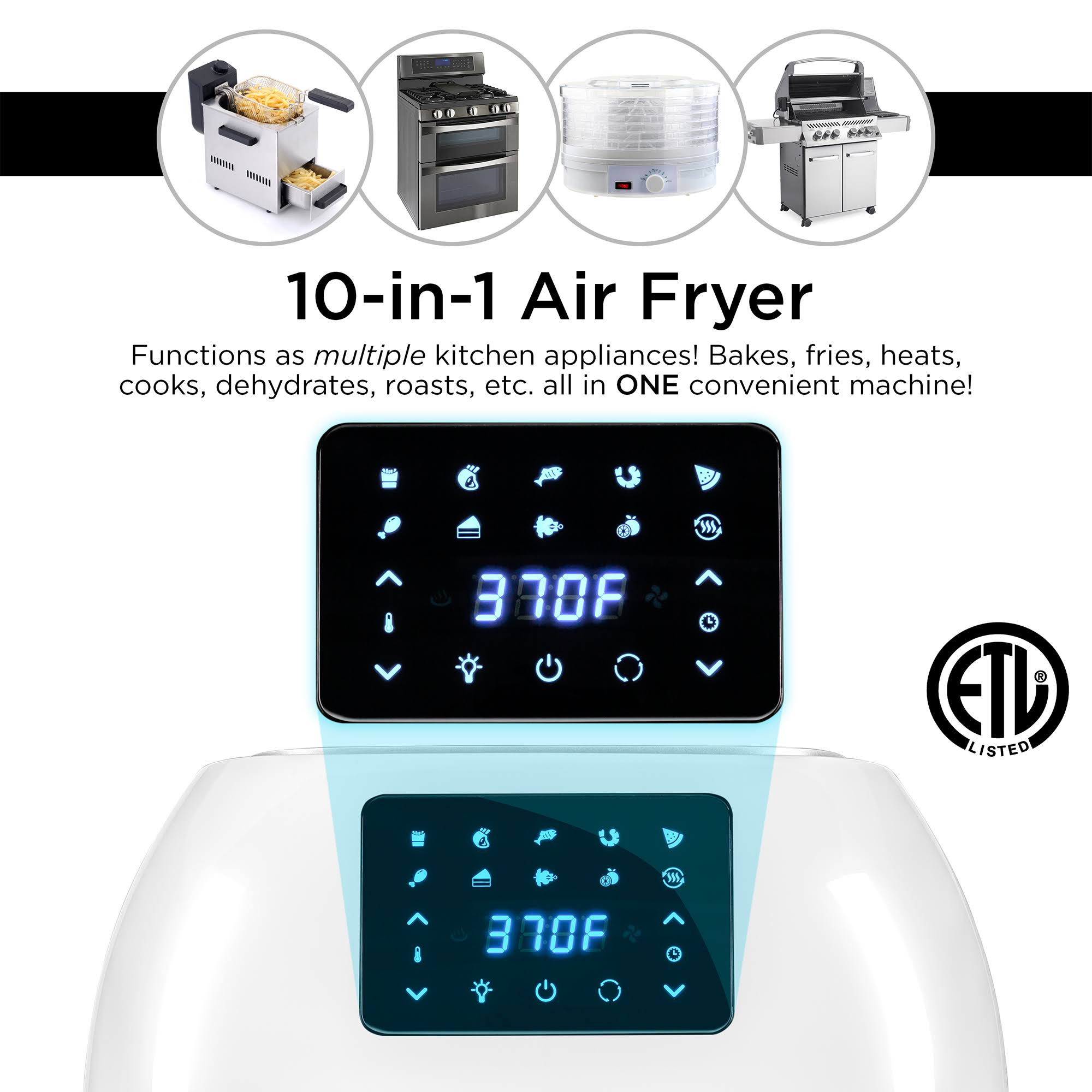 Best Choice Products 16.9qt 1800W 10-in-1 Family Size Air Fryer Countertop Oven, Rotisserie, Dehydrator – White - Image 6