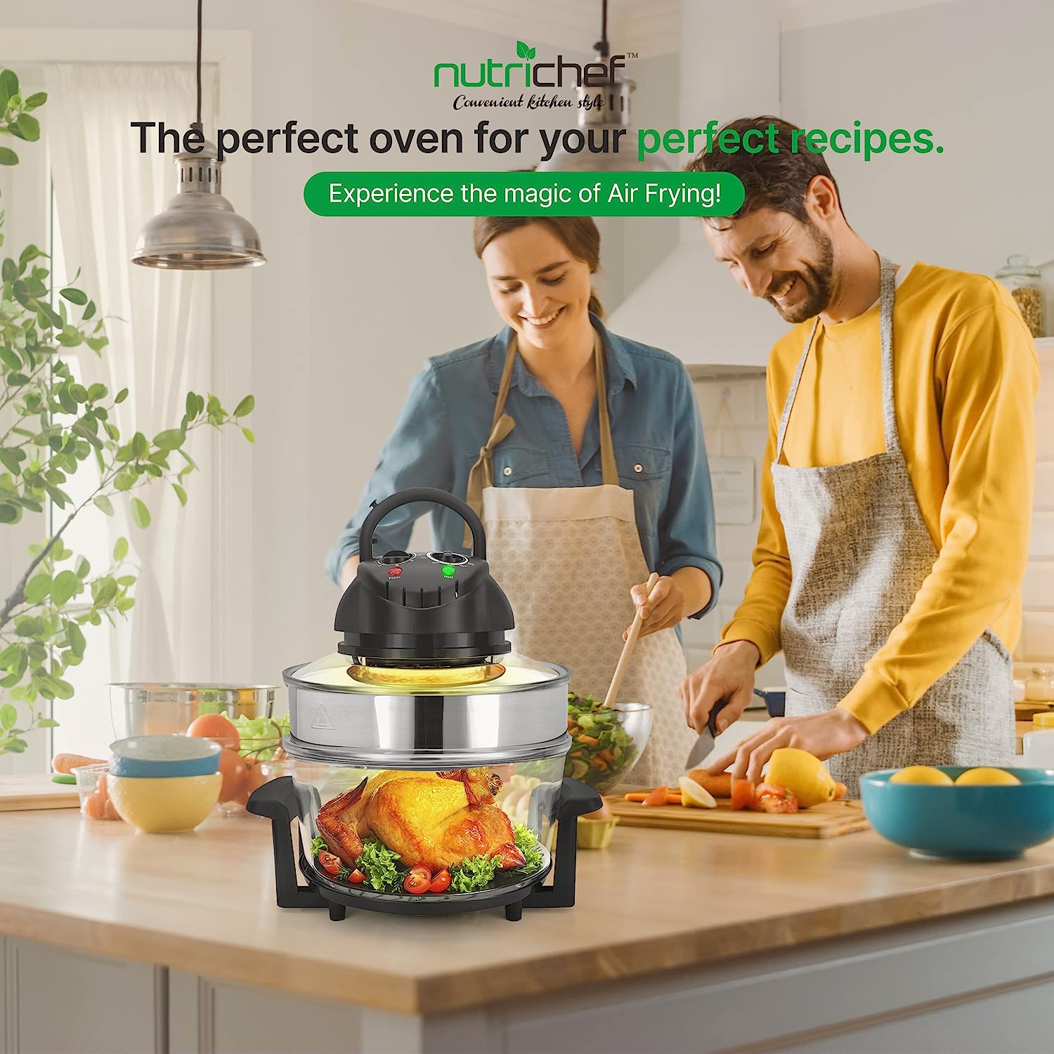 18 Quart Convection Countertop Air Fryer – See through Glass for Best Cooking Results – Air Fryer, Roaster, Bake, Grill, Steam & Roast – Includes Glass Bowl, Broil Rack & Toasting Rack - Image 7