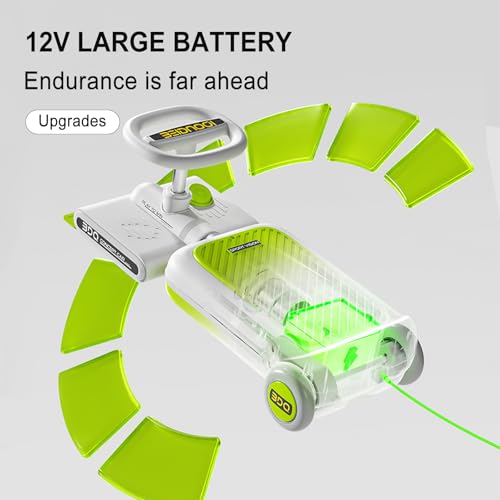 12V Electric Ride-On Car for Kids with Cleaning Fun | Go Kart | 3 in 1 Kids Electric Vehicle | Detachable Cleaner & LED Lights,Safe Toy for Ages 3-8, Indoor/Outdoor Use Safe & Educational Gift (Green) - Image 6